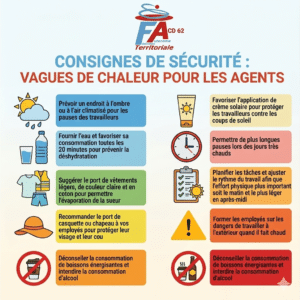 Lire la suite à propos de l’article Les consignes de sécurité transmises à nouveau pour travailler dans les meilleures conditions en cas de vague de chaleur :